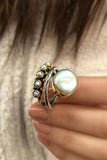 Women's Silver Vintage Pearl Inlay Ring