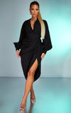 Women's Black Long Sleeve Mini Dress
