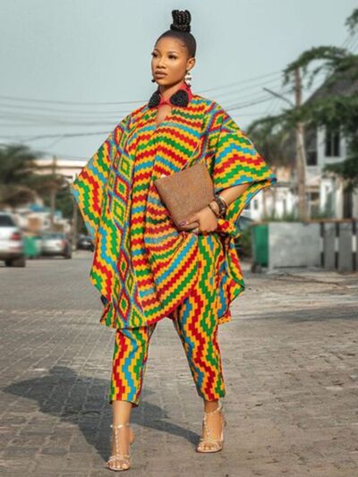 Colorful Geometric Tribal Top & Pants Set
