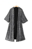 Women's Silvery Sequin 3/4 Sleeve Kimono