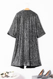 Women's Silvery Sequin 3/4 Sleeve Kimono