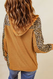 Orange Leopard Patchwork Pullover Hoodie