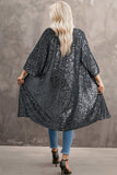 Women's Silvery Sequin 3/4 Sleeve Kimono