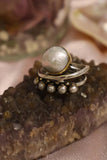Silver Vintage Pearl Inlay Opening Ring