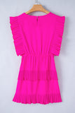 Women's Hot Pink Solid Layered Ruffled Mini Dress