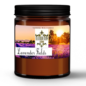 Our LAVENDAR FIELDS - Natural Wax Candle in Amber Jar (9oz)