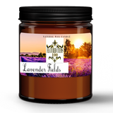 LAVENDAR FIELDS - Natural Wax Candle in Amber Jar (9oz)