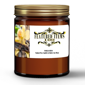 VANILLA BEAN Natural Wax Candle in Amber Jar (9oz)