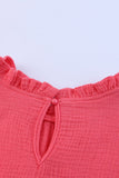 Women's Flutter Sleeve Frilled Neck Textured Blouse