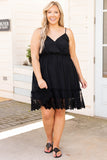 Women's Black Lace Ruffle Hem Plus Size Flared Sundress